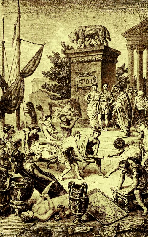 Greek Culture - Statues and Works of Art Carried Off to Rome (illustration from The Illustrated History of the World, published c.1880) by English School
