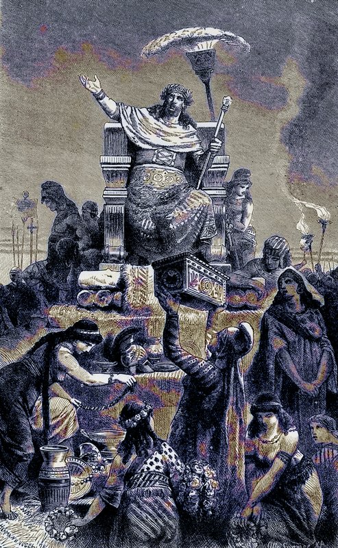 Greek Degeneracy - Croesus on the Funeral Pile (illustration from The Illustrated History of the World, published c.1880) by English School