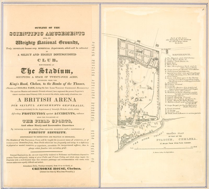 Ground Plan and Outline of Amusements at The Stadium, Chelsea by English School