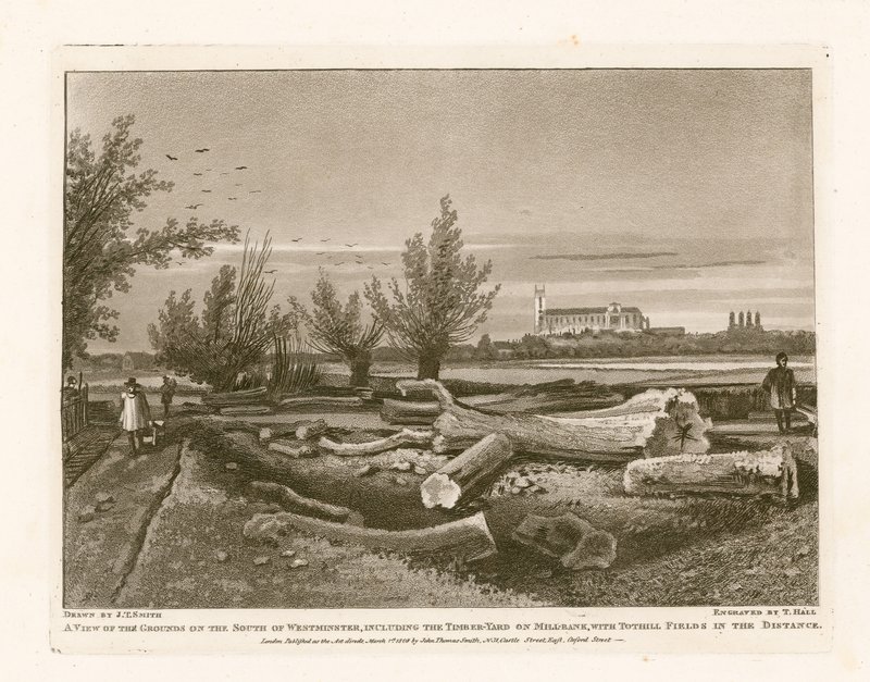 Grounds on the South of Westminster, Including the Timber Yard on Millbank by English School