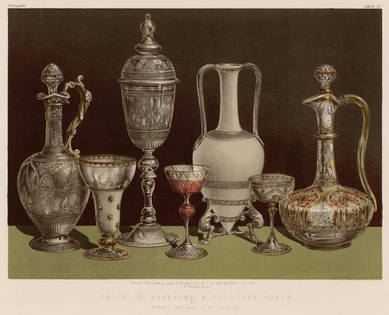 Group of Engraved and Coloured Glass by English School
