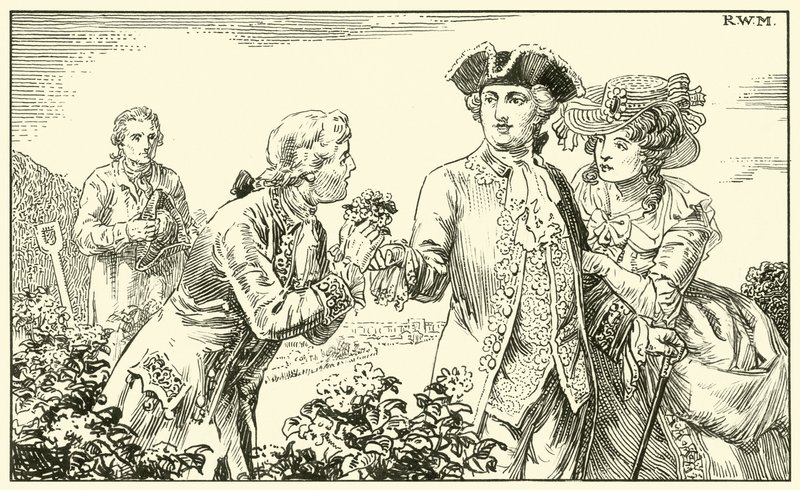 Handed a Bunch of Potato Flowers to His Majesty by English School