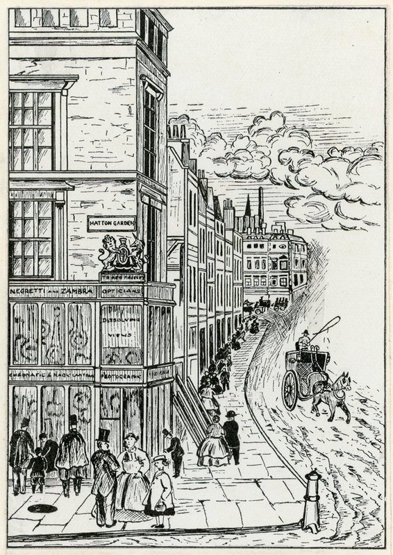 Hatton Garden and Holborn, 1866 by English School