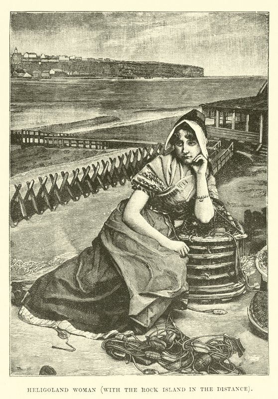 Heligoland woman, with the Rock Island in the distance by English School