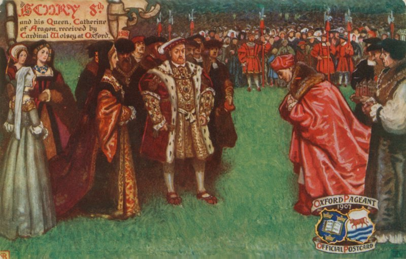 Henry VIII and his Queen, Catherine of Aragon, received by Cardinal Wolsey at Oxford, 1518 by English School