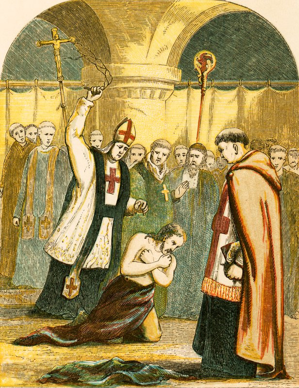 Henry II scourged by the priests at Canterbury by English School