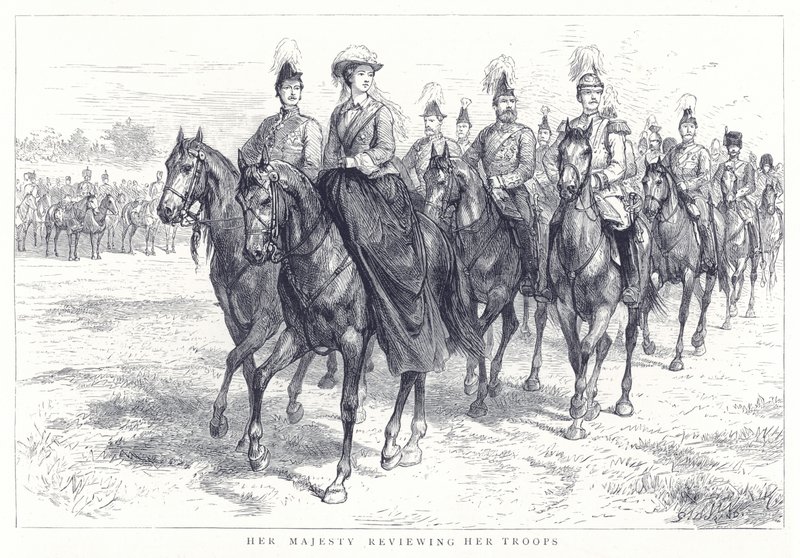 Her Majesty Reviewing Her Troops by English School