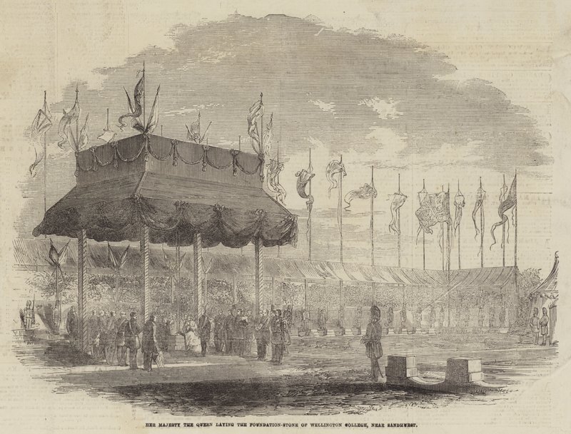 Her Majesty the Queen laying the Foundation-Stone of Wellington College, near Sandhurst by English School