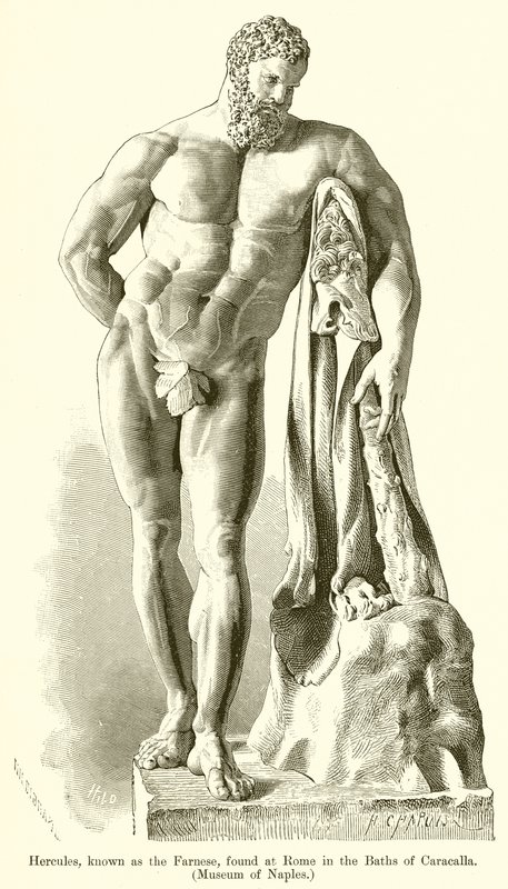 Hercules, Known as the Farnese, found at Rome in the Baths of Caracalla (Museum of Naples) by English School