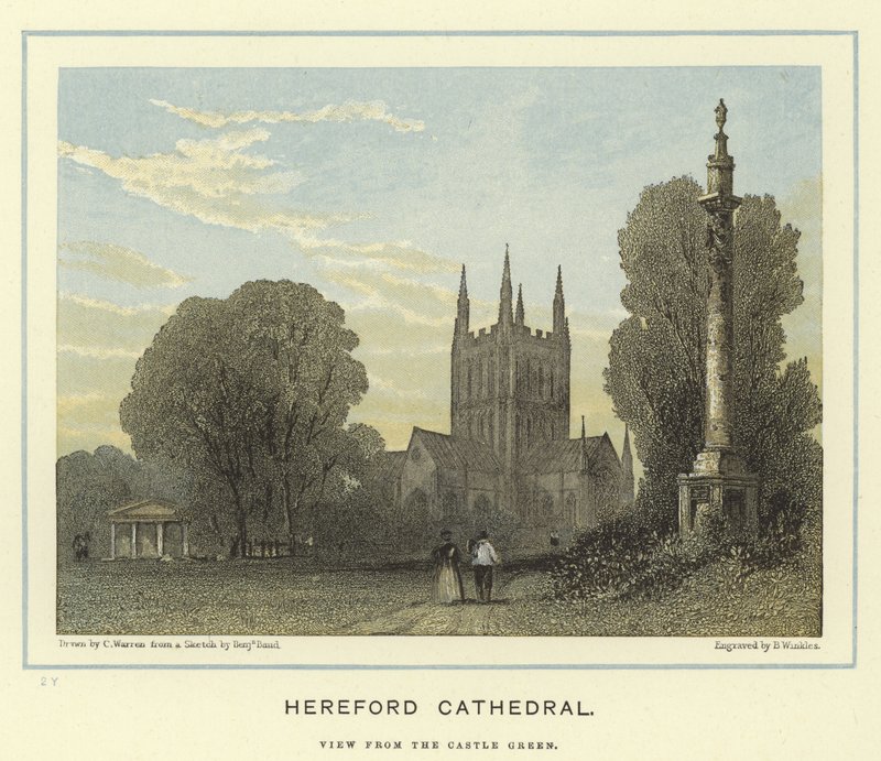 Hereford Cathedral, View from the Castle Green by English School