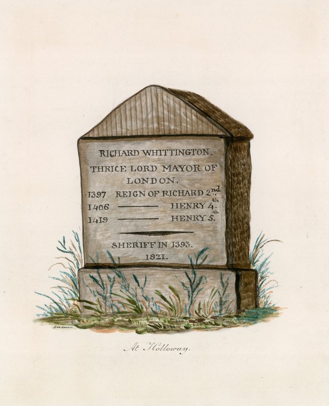 Highgate Hill, Whittington Stone by English School