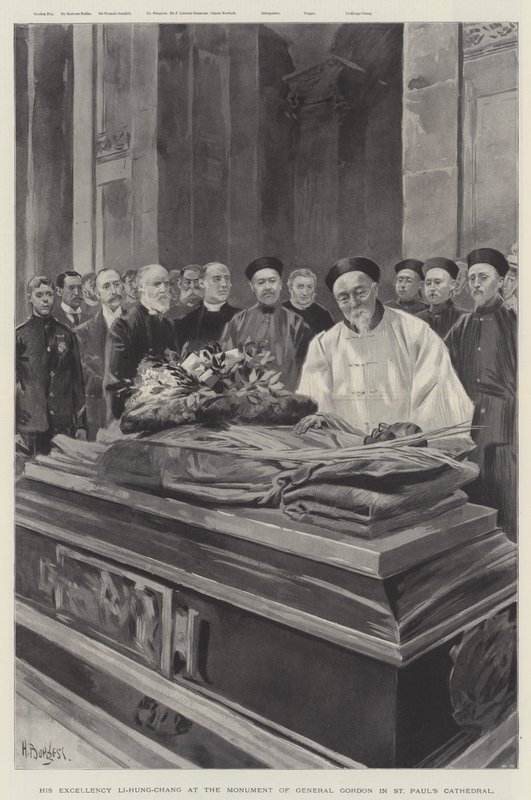His Excellency Li-Hung-Chang at the Monument of General Gordon in St Paul