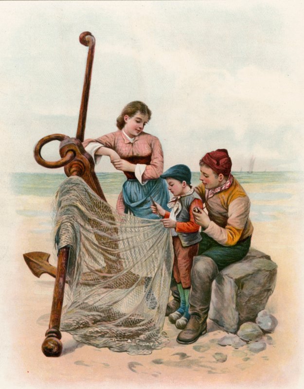 His Lesson in Net-Mending by English School
