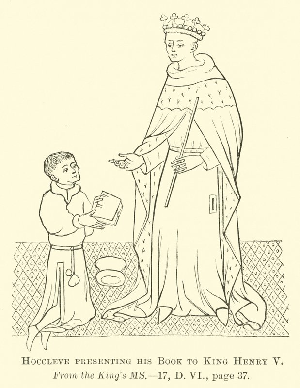 Hoccleve Presenting His Book to King Henry V by English School
