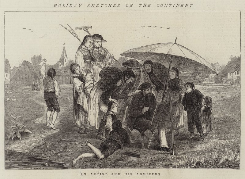 Holiday Sketches on the Continent, an Artist and his Admirers (engraving) by English School
