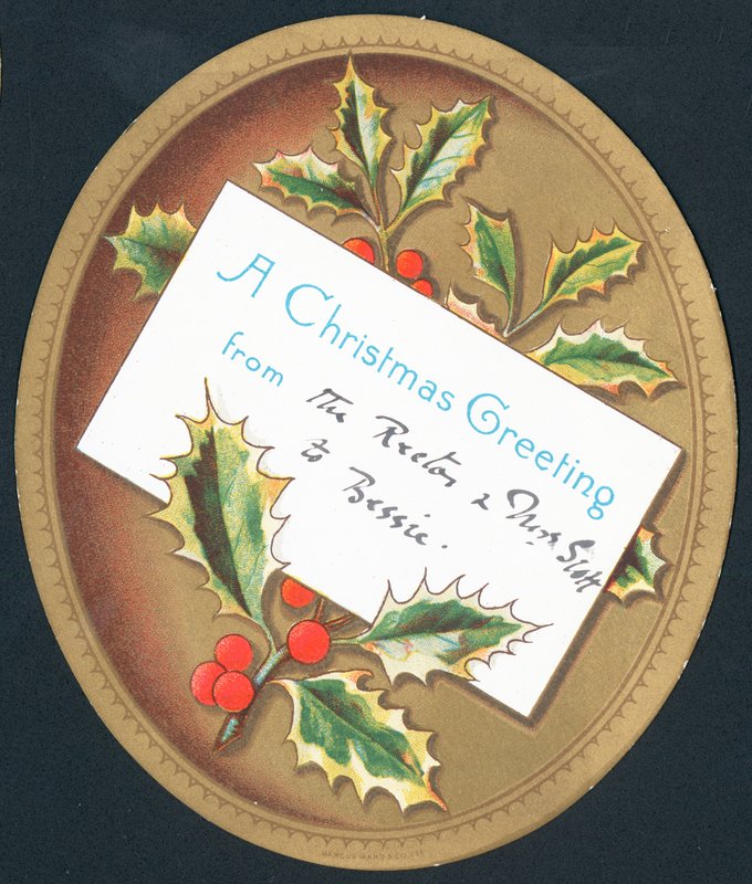 Holly and Berries on Plaque by English School