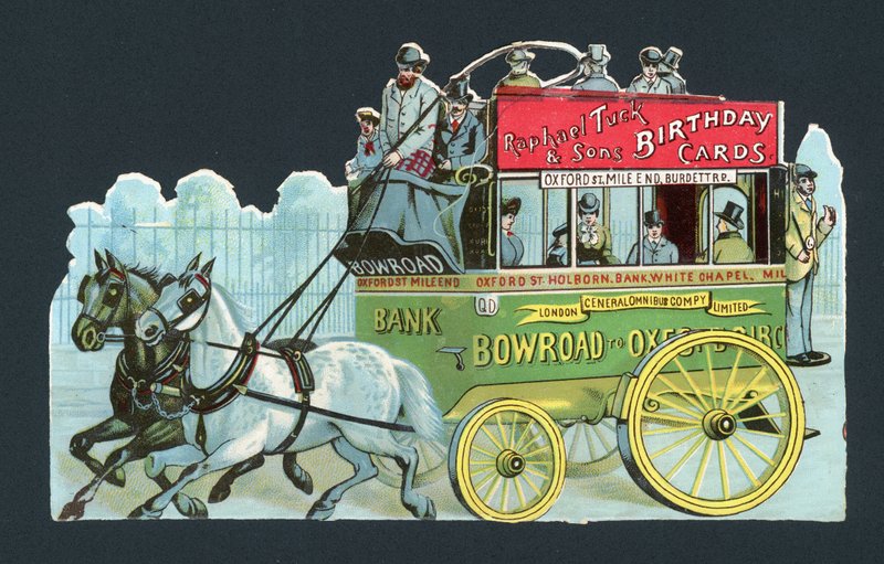 Horse-drawn London bus by English School
