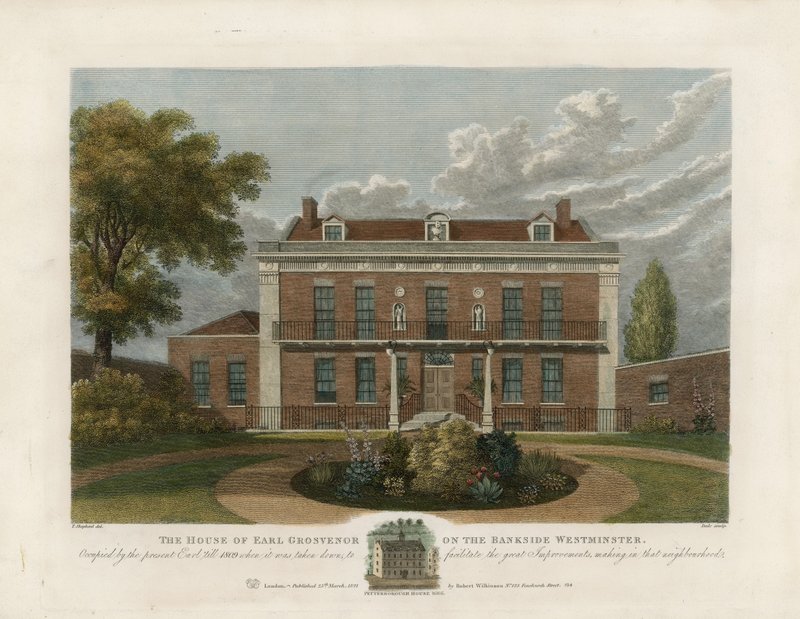 House of the Earl Grosvenor on the Bankside, Westminster. Taken Down in 1809 by English School
