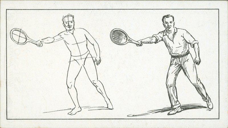How to sketch: Figure playing tennis by English School