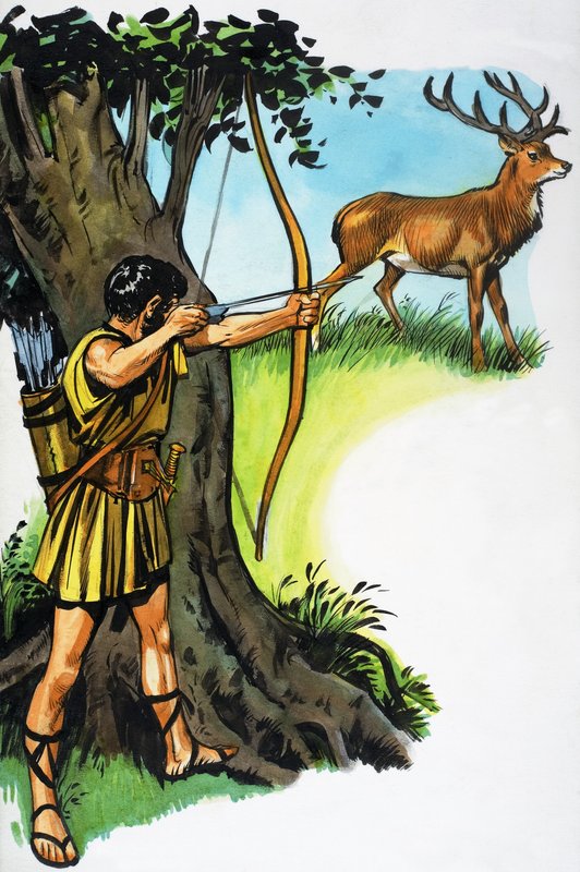Hunter and Stag by English School