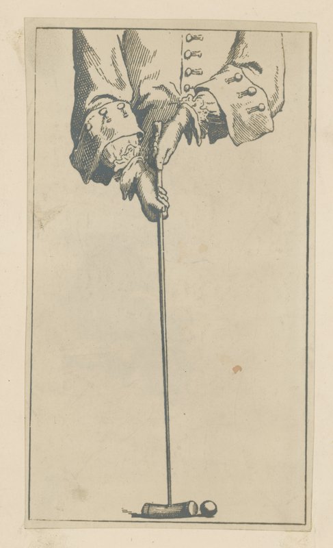 Illustration Depicting a Person Playing Croquet by English School