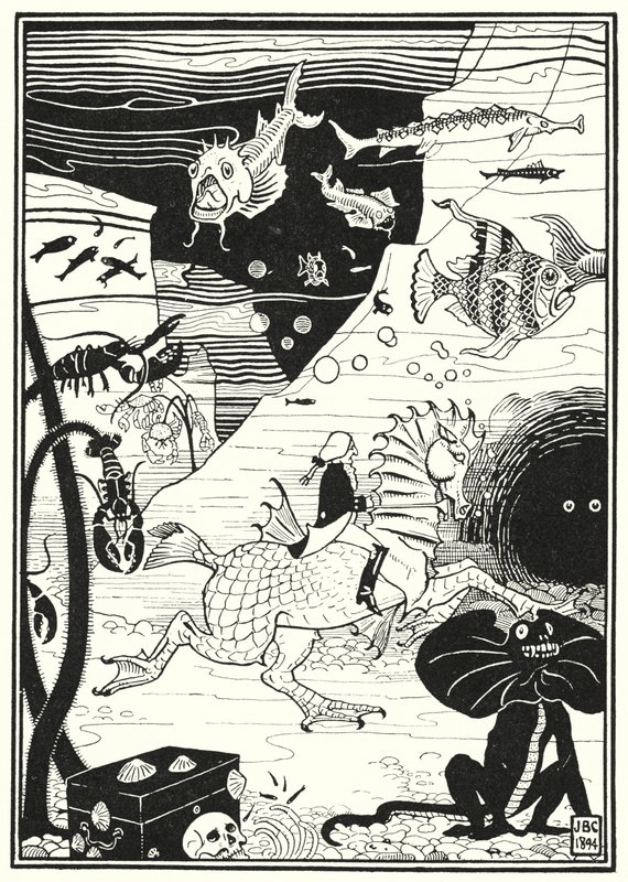 Illustration for the Adventures of Baron Munchausen by English School
