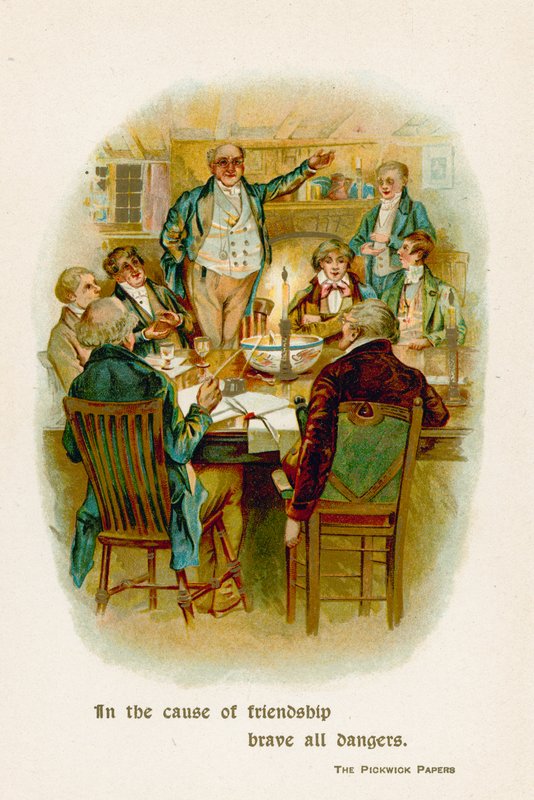 In the cause of friendship brave all dangers. The Pickwick Papers by English School