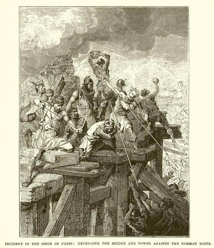 Incident in the Siege of Paris: Defending the Bridge and Tower Against the Norman Hosts by English School
