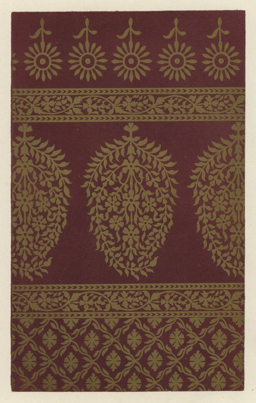 Indian Scarf in Purple Muslin, with Pattern in Gold Printing by English School