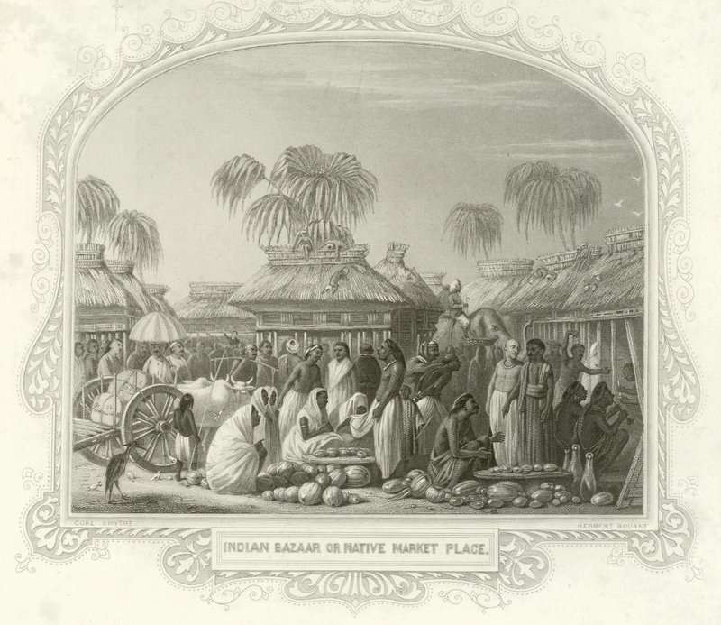 Indian bazaar or native market place by English School