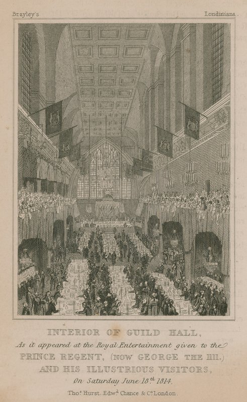 Interior of Guildhall, London, as it appeared at the Royal Entertainment given to the Prince Regent by English School