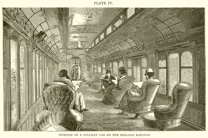 Interior of a Pullman Car on the Midland Railway by English School