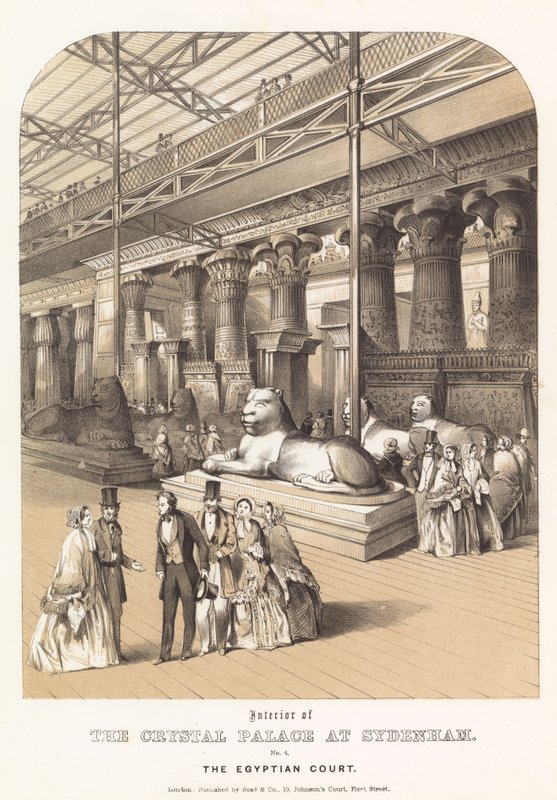 Interior of the Crystal Palace at Sydenham - The Egyptian Court by English School