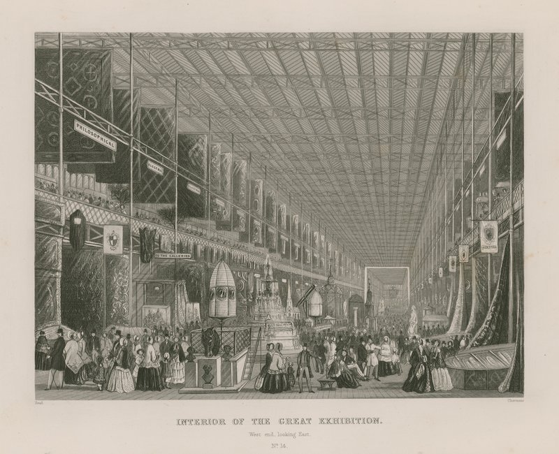 Interior of the Great Exhibition, 1851, West End Looking East by English School