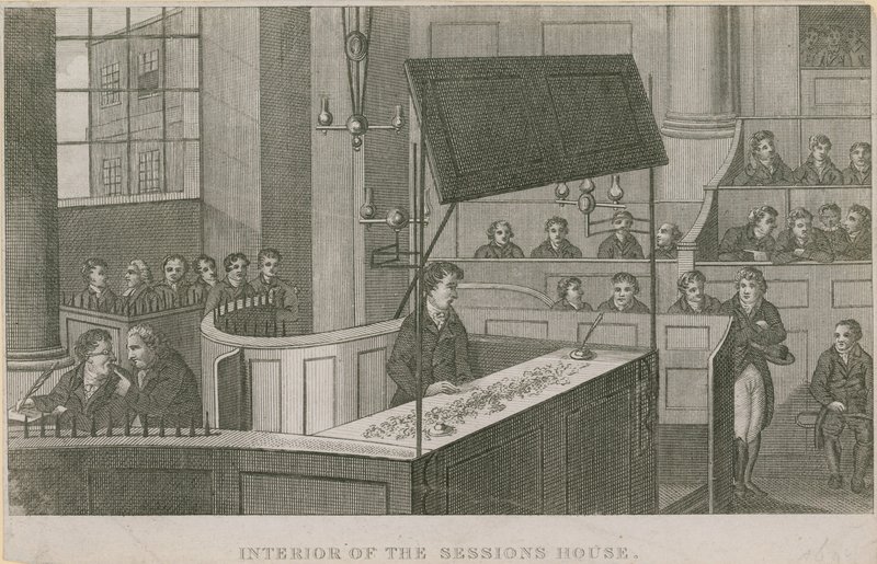 Interior of the Sessions House, Old Bailey by English School