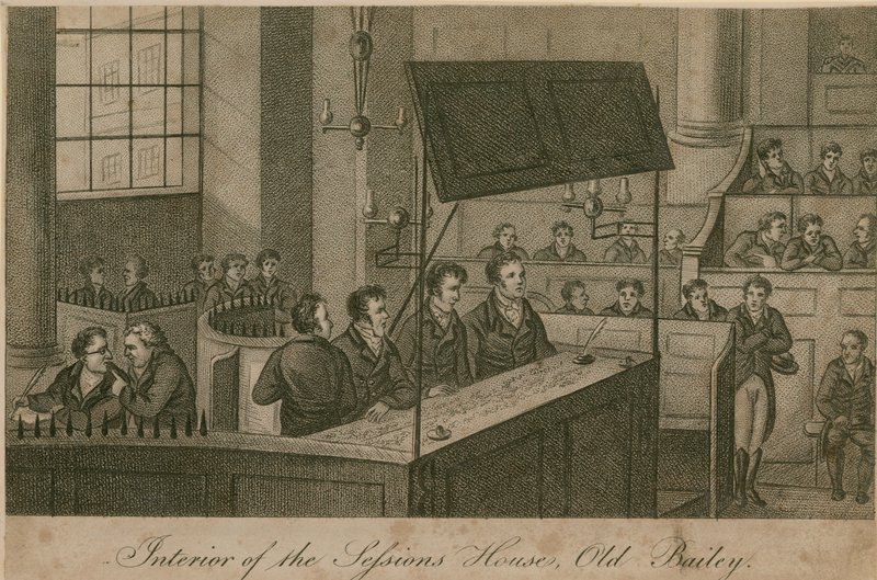 Interior of the Sessions House, Old Bailey by English School