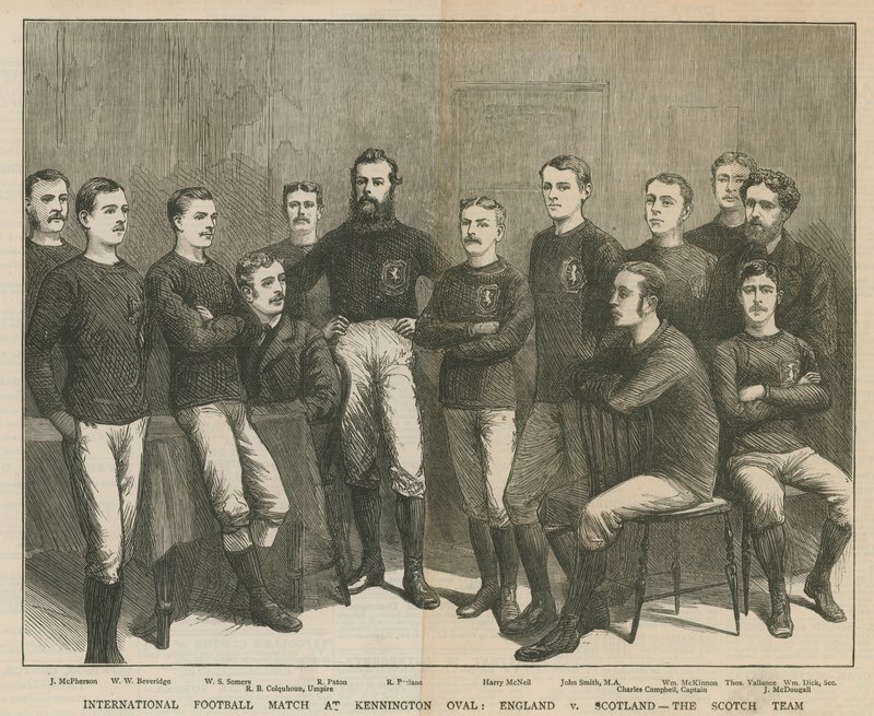 International Football Match at Kennington Oval; England versus Scotland, the Scotch Team by English School
