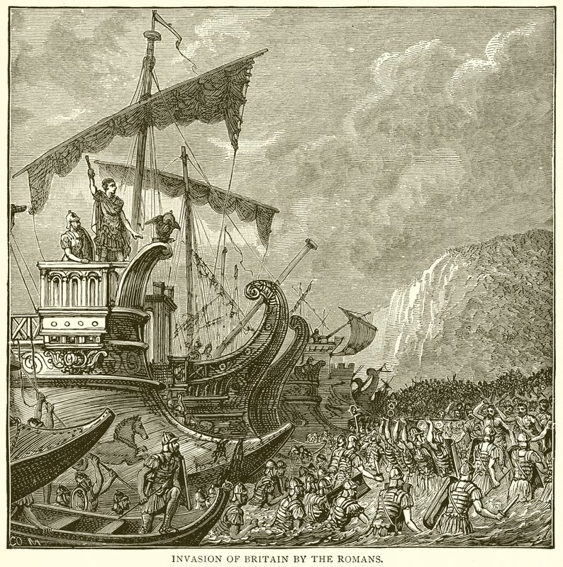 Invasion of Britain by the Romans by English School
