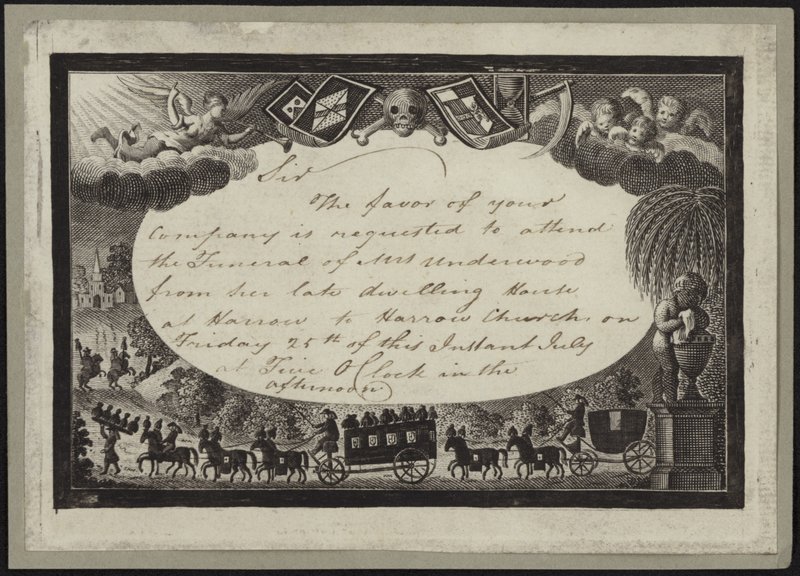 Invitation Requesting Attendance at the Funeral of Mrs. Underwood by English School