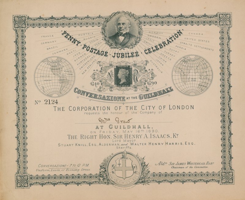 Invitation to the Penny Postage Jubilee Celebration by English School