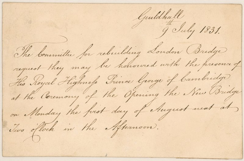 Invitation to the Opening of New London Bridge by English School