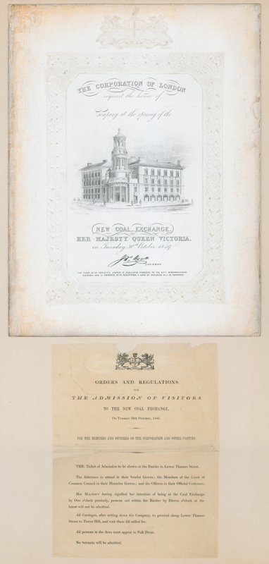 Invitation to the Opening of the New Coal Exchange, 30 October 1849 by English School