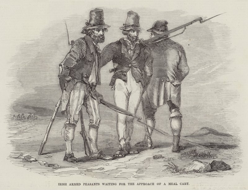 Irish Armed Peasants waiting for the Approach of a Meal Cart by English School