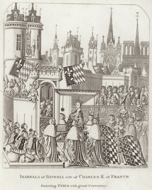 Isabella of Bavaria, Wife of Charles King of France entering Paris with Great Ceremony by English School