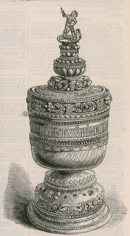 Ivory Grace Cup of Thomas a Becket, set in gold by English School
