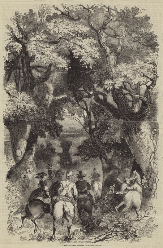 James the First hunting in Windsor Forest by English School