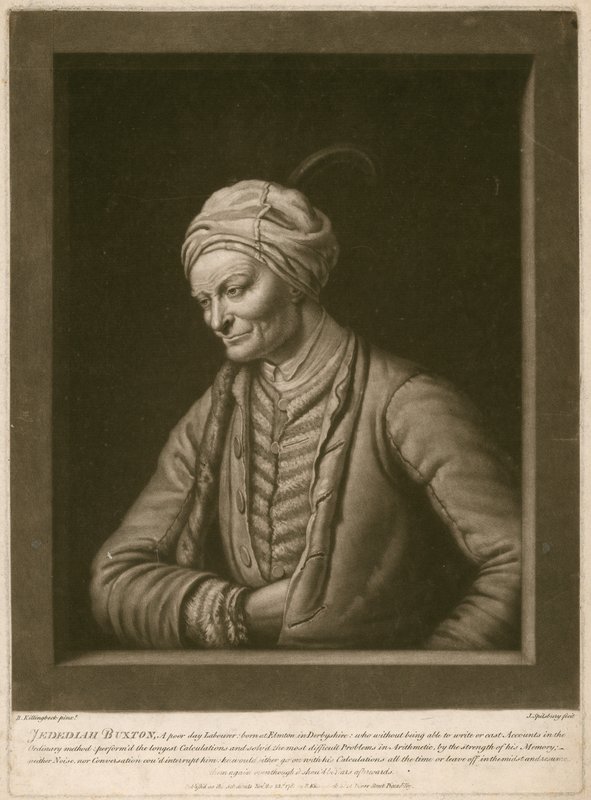Jedediah Buxton, who, without training, could solve the most difficult problems in arithmetic by the strength of his memory alone by English School