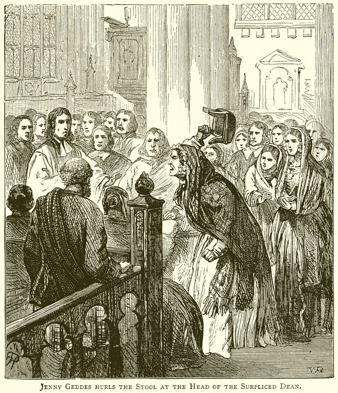 Jenny Geddes Hurls the Stool at the Head of the Surpliced Dean by English School
