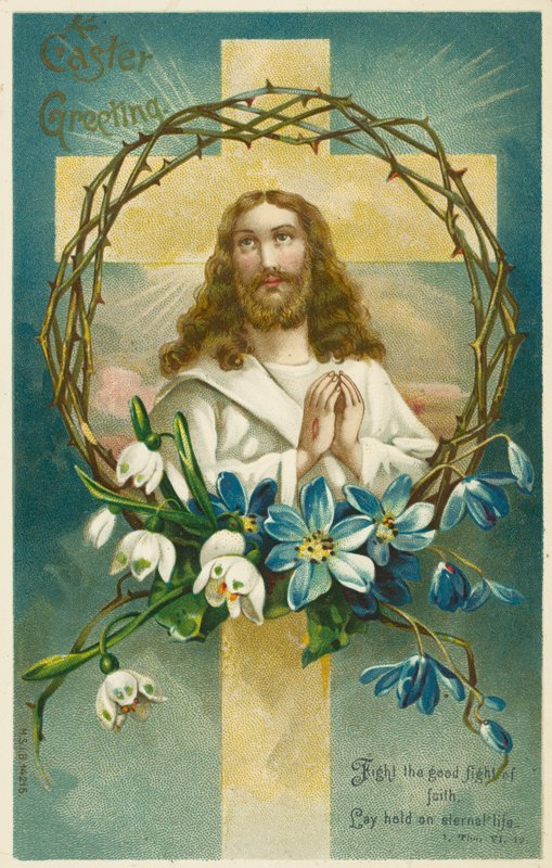 Jesus Christ, Cross and Crown of Thorns by English School