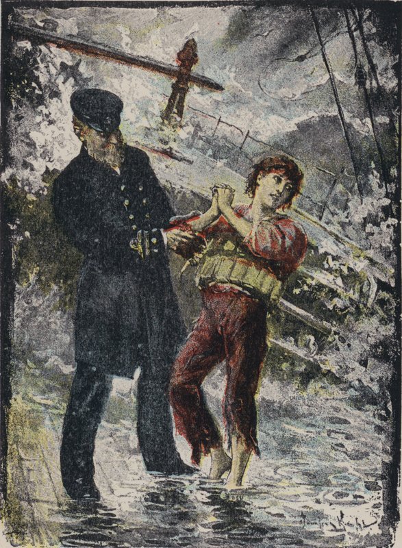 John Alexander Strachan Giving His Life Jacket to a Young Stowaway Before the Ship Was Wrecked in a Gale off the Welsh Coast in 1881 by English School